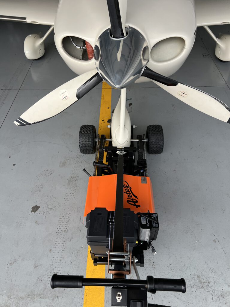 overhead view of aircraft tug